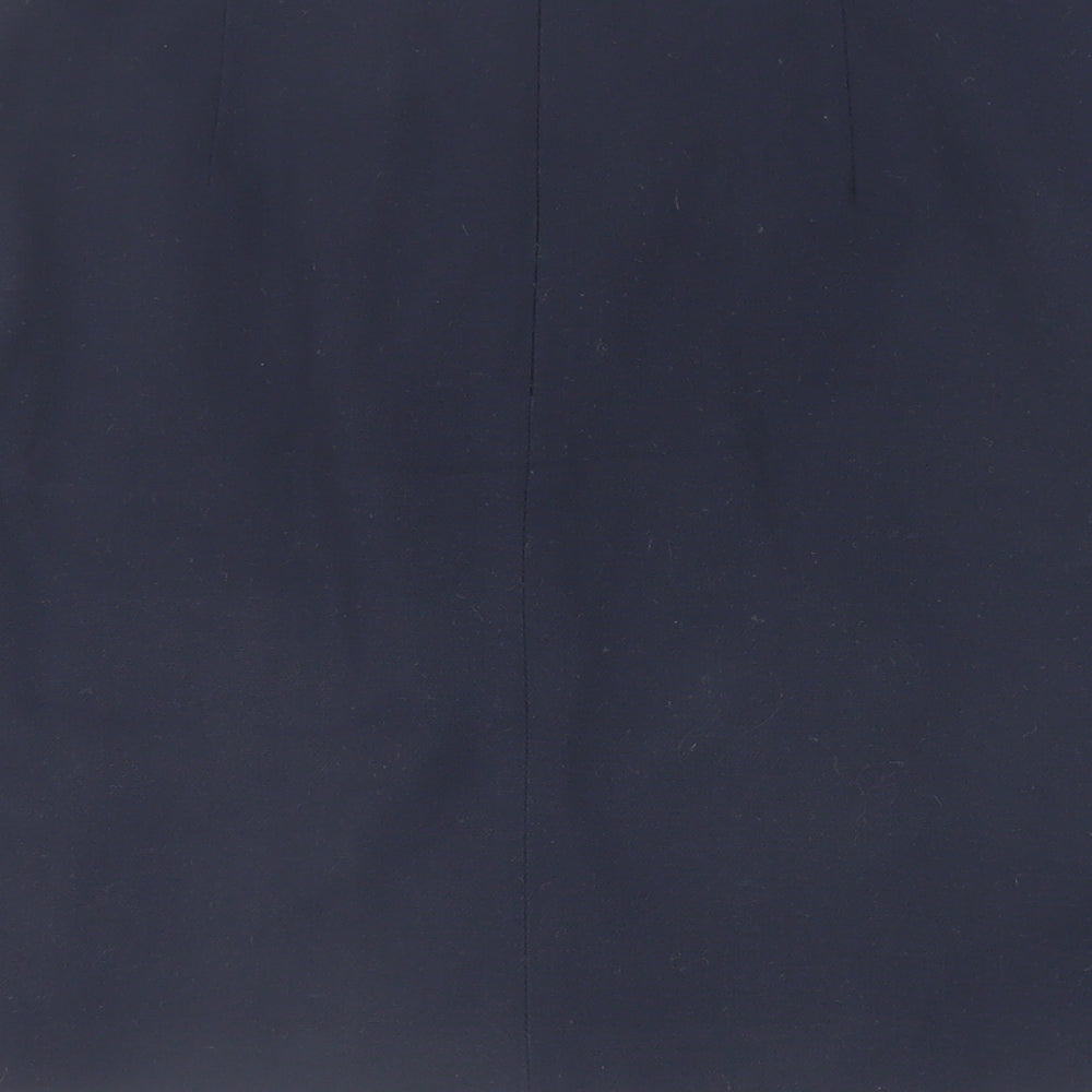 Marks and Spencer Womens Blue Polyester Mini Skirt Size 8 Zip - Lined
