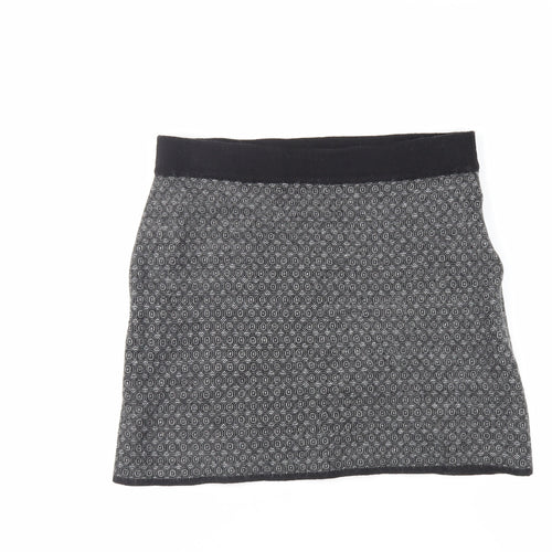 Kenar Womens Grey Geometric Acrylic Mini Skirt Size L - Elasticated Waist