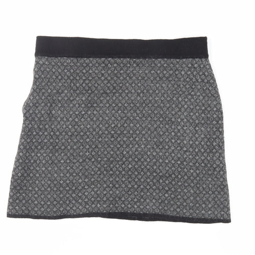 Kenar Womens Grey Geometric Acrylic Mini Skirt Size L - Elasticated Waist