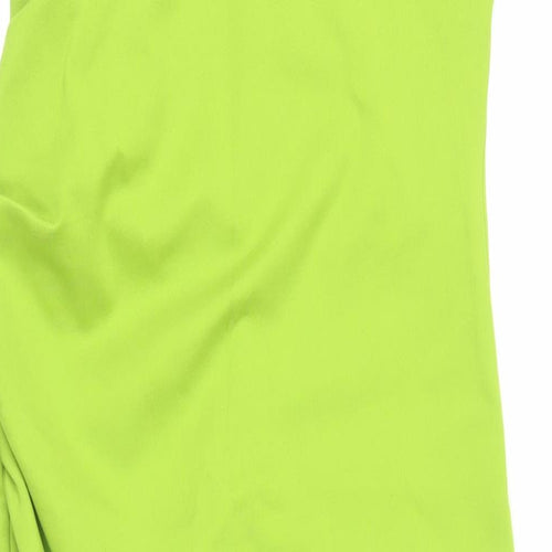 Zara Womens Green Polyester Sheath Size L Round Neck Zip - Ruched
