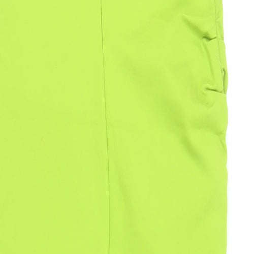 Zara Womens Green Polyester Sheath Size L Round Neck Zip - Ruched