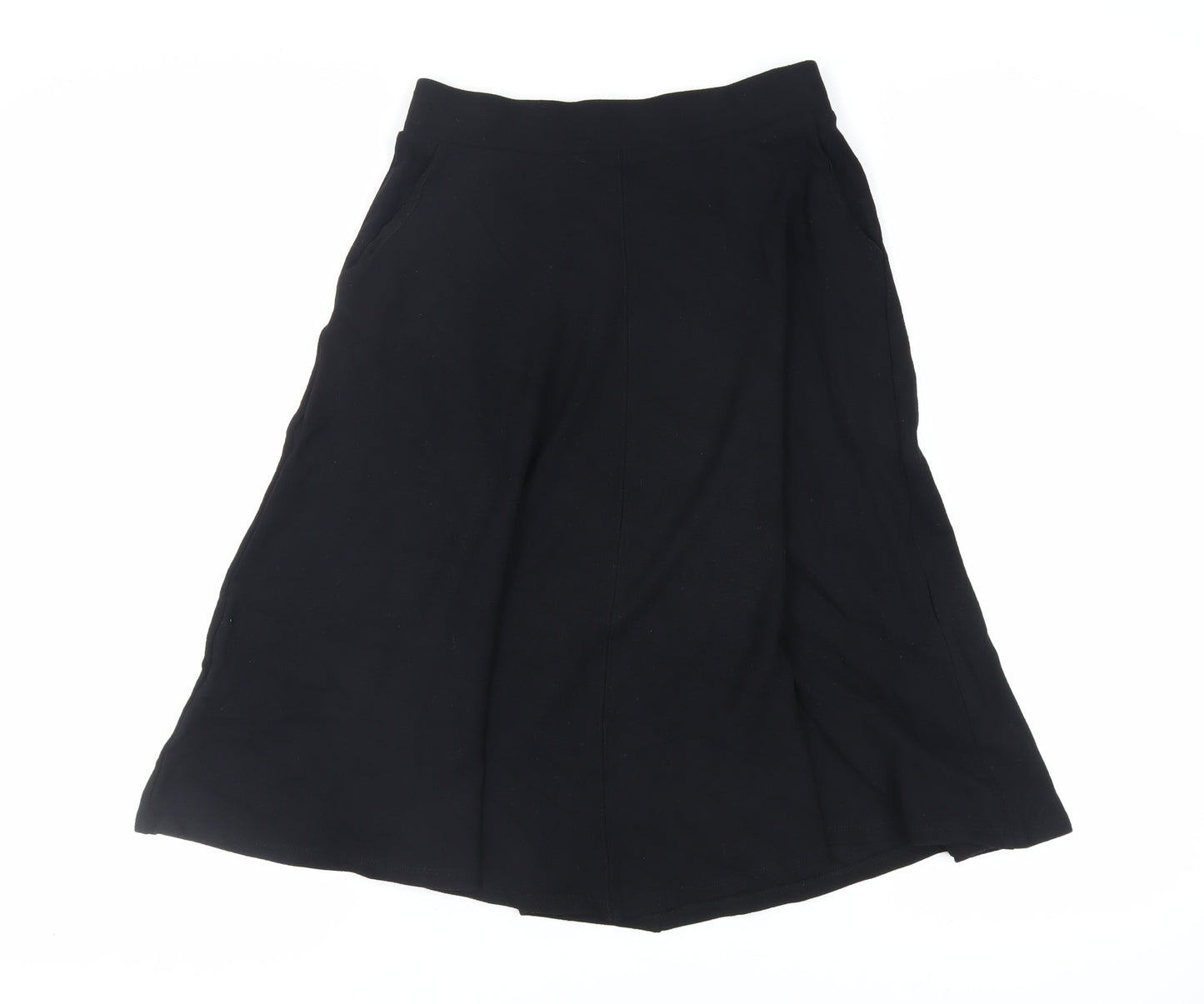 NEXT Womens Black Viscose Flare Skirt Size 10 - Elasticated Waist