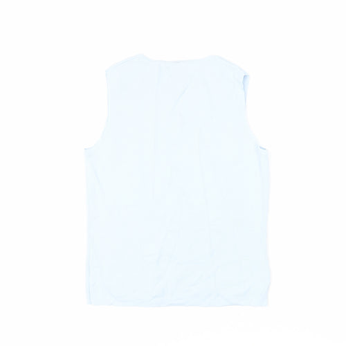 AMARANTO Womens Blue Viscose Basic Blouse Size 14 Crew Neck