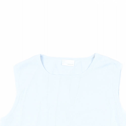 AMARANTO Womens Blue Viscose Basic Blouse Size 14 Crew Neck