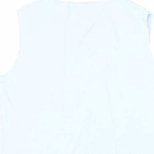AMARANTO Womens Blue Viscose Basic Blouse Size 14 Crew Neck