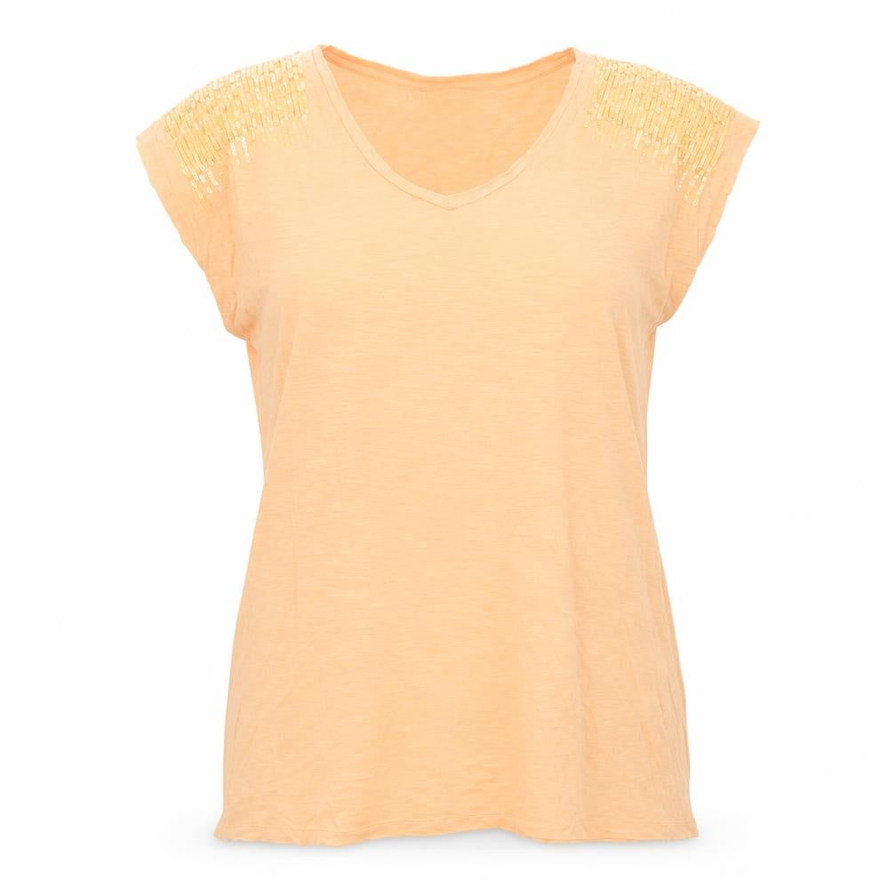 NEXT Womens Orange Cotton Tunic T-Shirt Size 12 V-Neck - Sequins