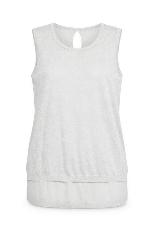 Front view of Next women’s silver ramie tunic blouse, size UK 12, round neck - glitter