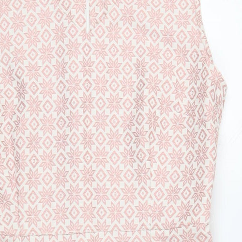 Collection London Womens Pink Geometric Polyester Pencil Dress Size 14 V-Neck Zip