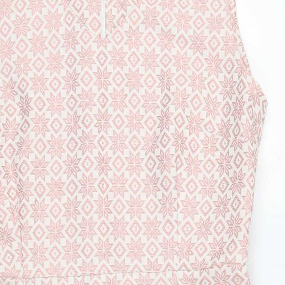 Collection London Womens Pink Geometric Polyester Pencil Dress Size 14 V-Neck Zip