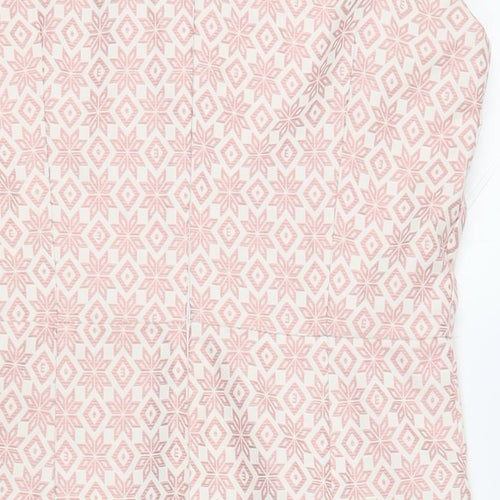 Collection London Womens Pink Geometric Polyester Pencil Dress Size 14 V-Neck Zip