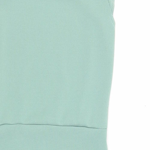 I SAW IT FIRST Womens Green Polyester Mini Size 10 Mock Neck Button - Cut Out Detail