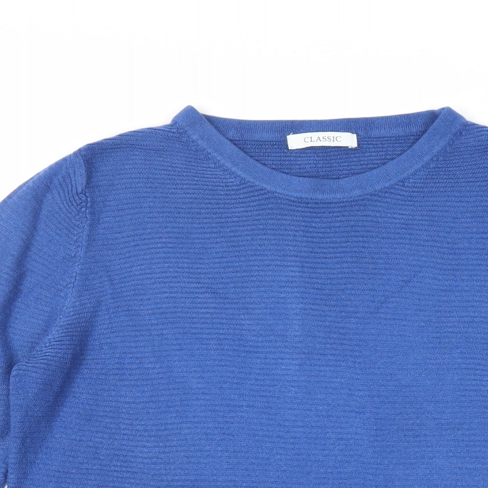 Marks and Spencer Womens Blue Crew Neck Acrylic Pullover Jumper Size 10