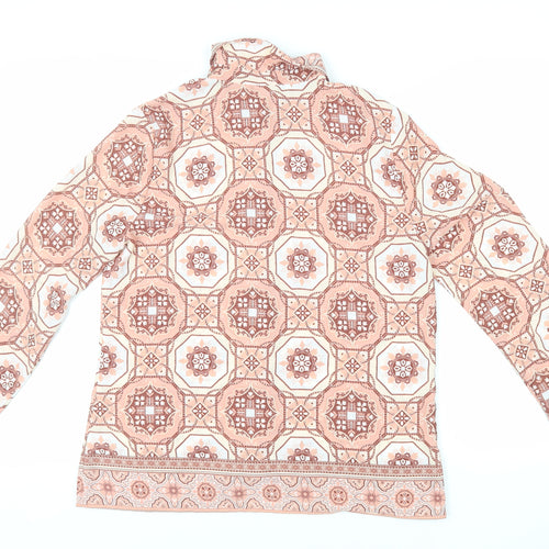 Marks and Spencer Womens Pink Geometric Polyester Basic Button-Up Size 14 Collared - Mosaic Print