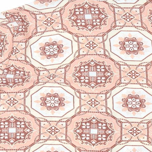Marks and Spencer Womens Pink Geometric Polyester Basic Button-Up Size 14 Collared - Mosaic Print