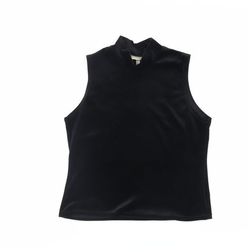 Classic Womens Black Polyester Basic Blouse Size 16 Mock Neck