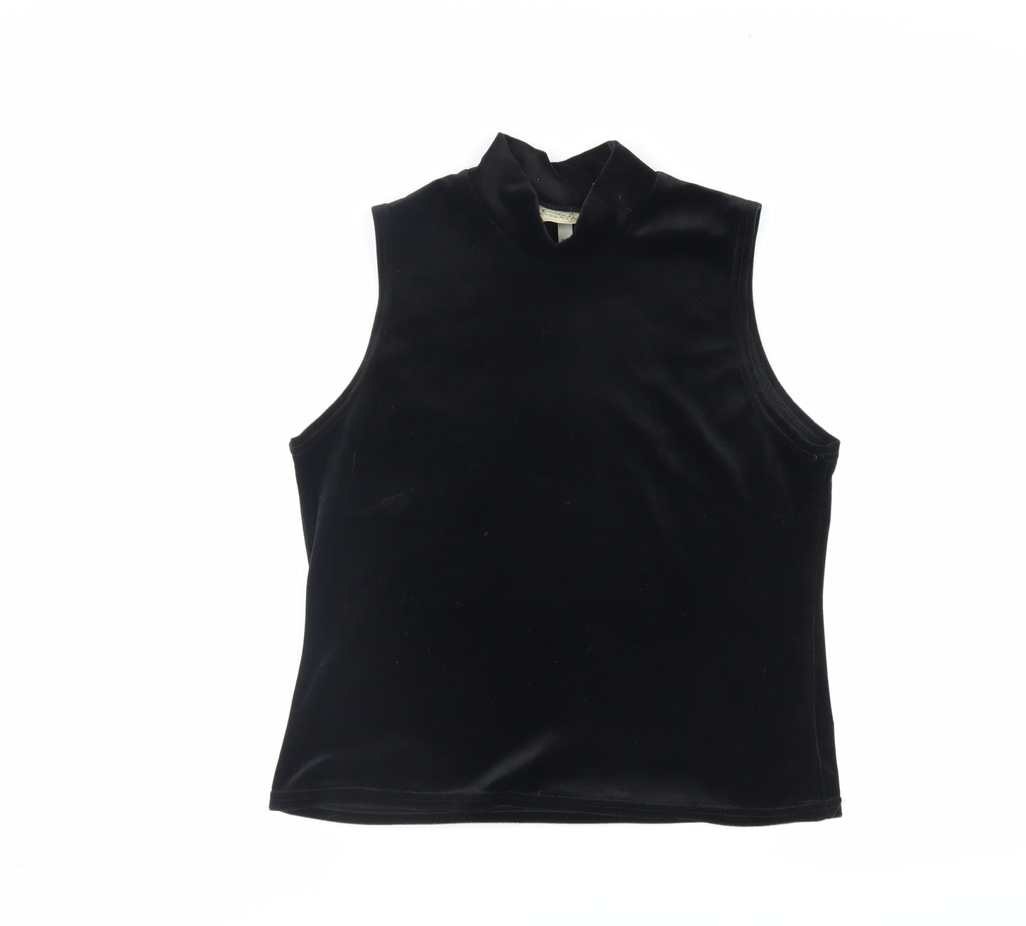 Classic Womens Black Polyester Basic Blouse Size 16 Mock Neck
