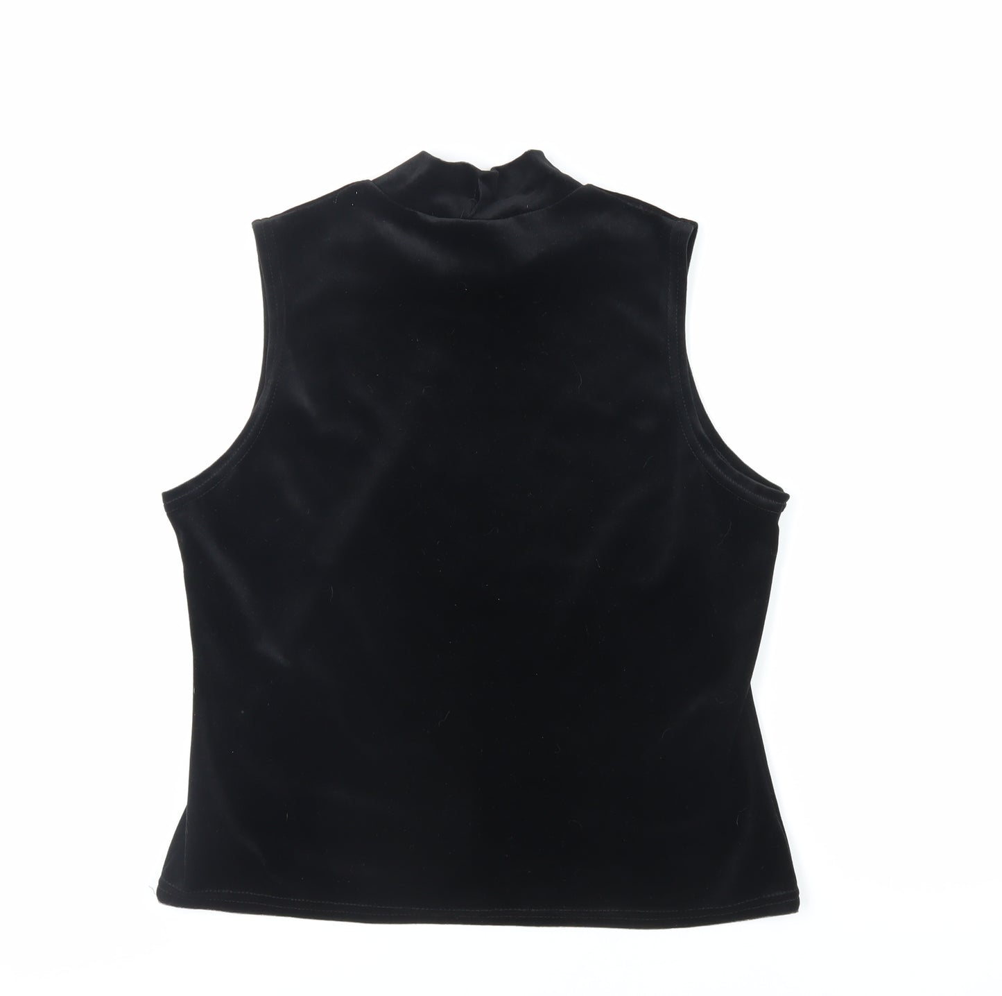 Classic Womens Black Polyester Basic Blouse Size 16 Mock Neck