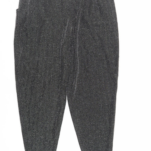 NEXT Womens Black Herringbone Nylon Trousers Size 16 L25 in Regular - Short Length