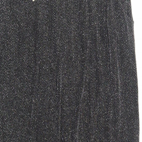 NEXT Womens Black Herringbone Nylon Trousers Size 16 L25 in Regular - Short Length