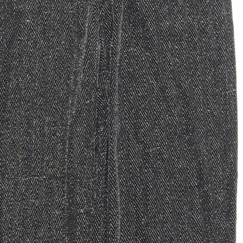 NEXT Womens Black Herringbone Nylon Trousers Size 16 L25 in Regular - Short Length