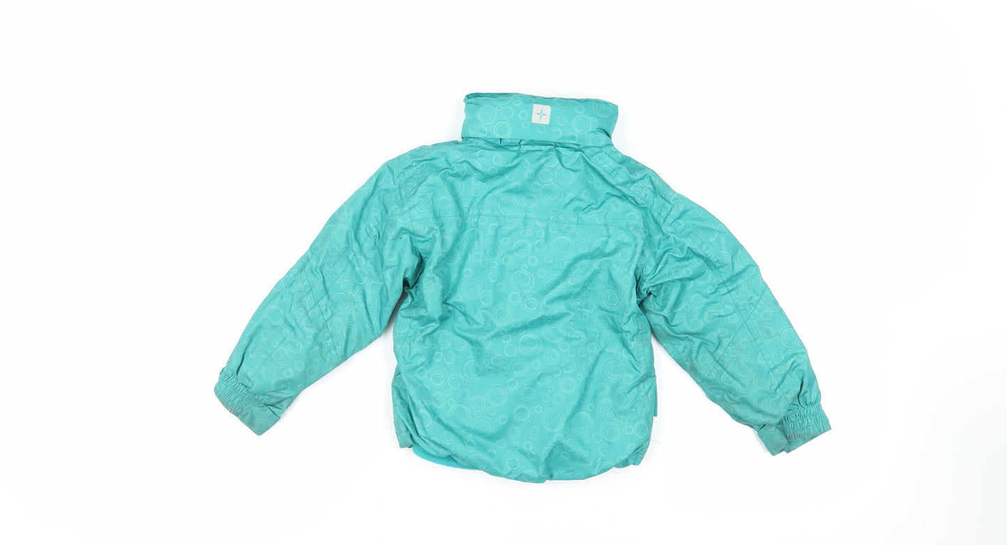 Mountain Warehouse Girls Green Geometric Jacket Size 3-4 Years Zip