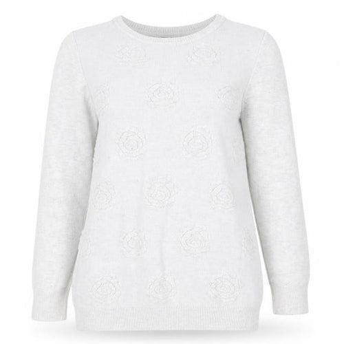 Dorothy Perkins Womens Grey Round Neck Floral Viscose Pullover Jumper Size 10