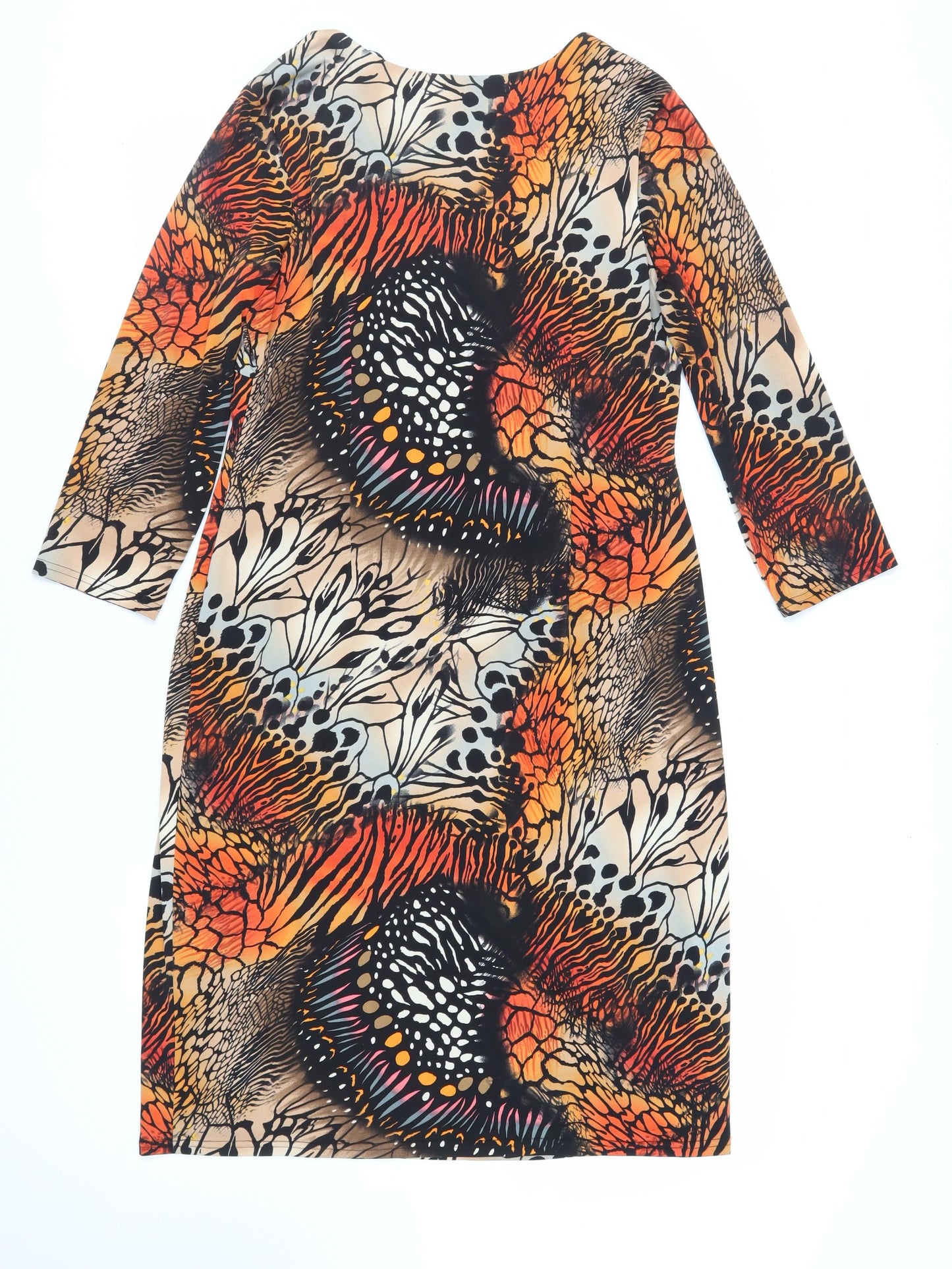 Gina Bacconi Womens Multicoloured Geometric Polyester Sheath Size 16 V-Neck Pullover - Embellished Neckline