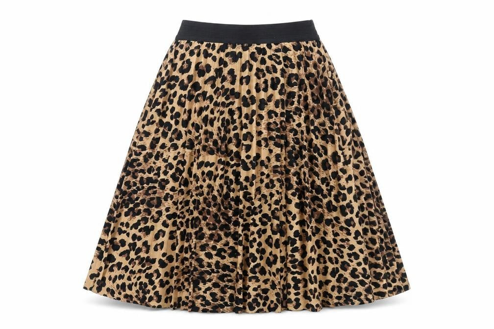 Boohoo Womens Beige Animal Print Polyester Pleated Skirt Size S - Elasticated Waist