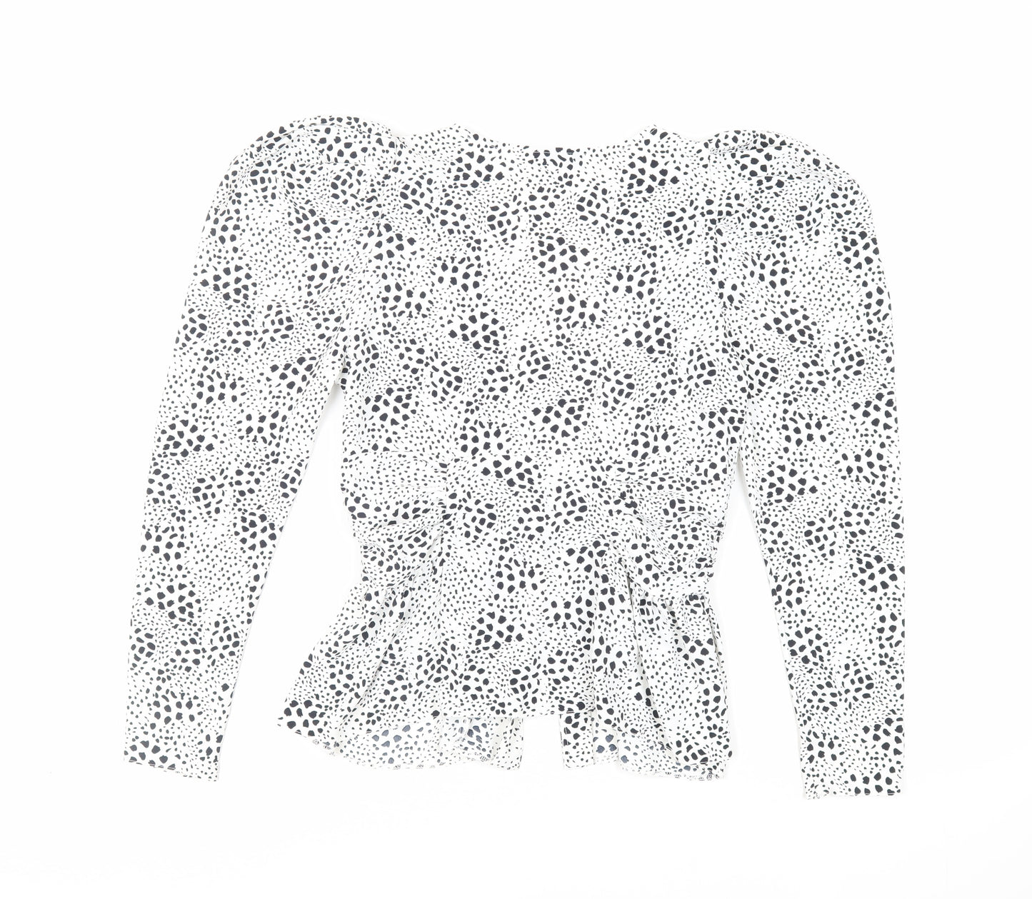 Topshop Womens White Animal Print Polyester Basic Button-Up Size 10 V-Neck