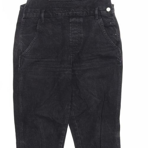 Topshop Womens Black Cotton Straight Jeans Size 10 L27 in Regular Button - Dungarees