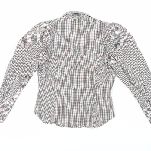 Zara Womens Red Check Cotton Basic Button-Up Size M Collared