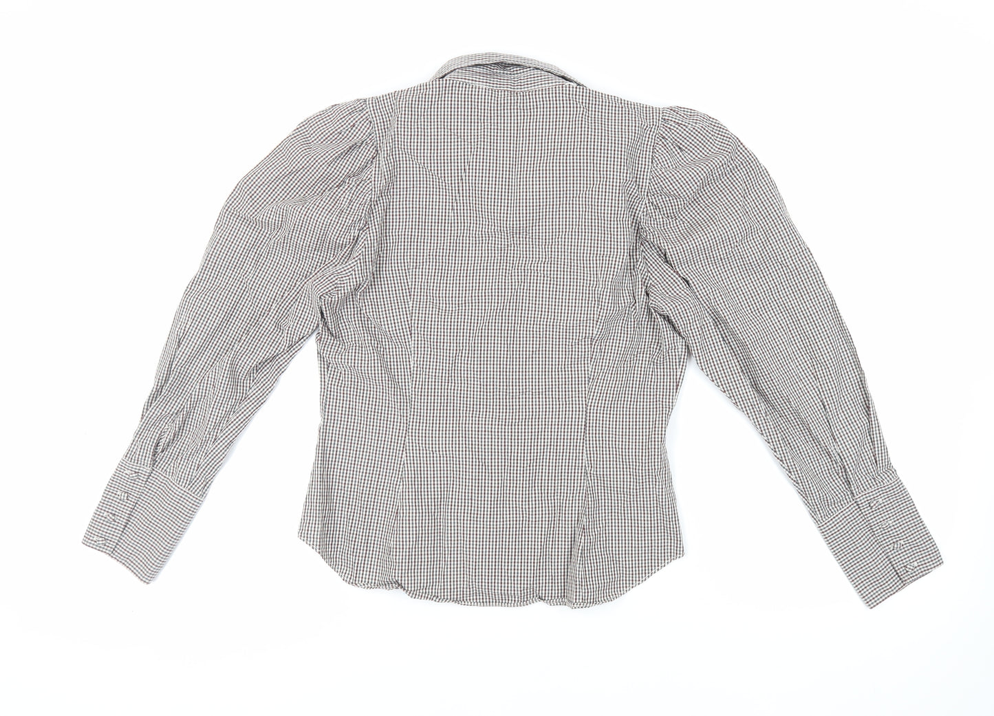 Zara Womens Red Check Cotton Basic Button-Up Size M Collared