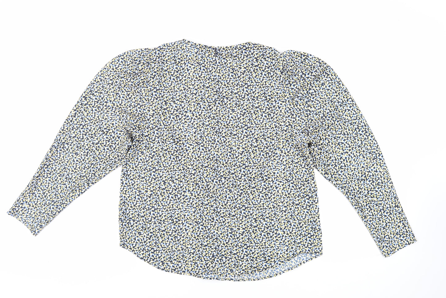 H&M Womens Blue Animal Print Polyester Basic Blouse Size M Round Neck