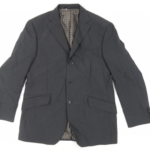 Marks and Spencer Mens Grey Striped Polyester Jacket Suit Jacket Size 40 Regular
