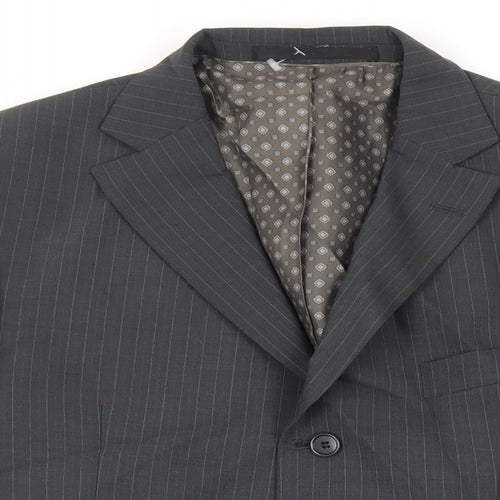 Marks and Spencer Mens Grey Striped Polyester Jacket Suit Jacket Size 40 Regular