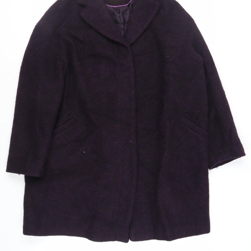 Per Una Womens Purple Overcoat Coat Size 16 Snap