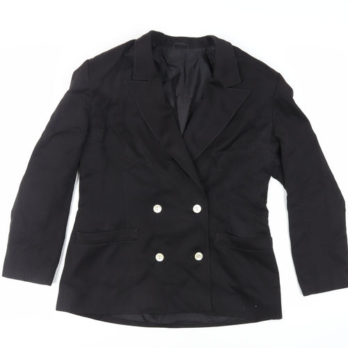 Country Casuals Womens Black Jacket Blazer Size 14 Button - Vintage