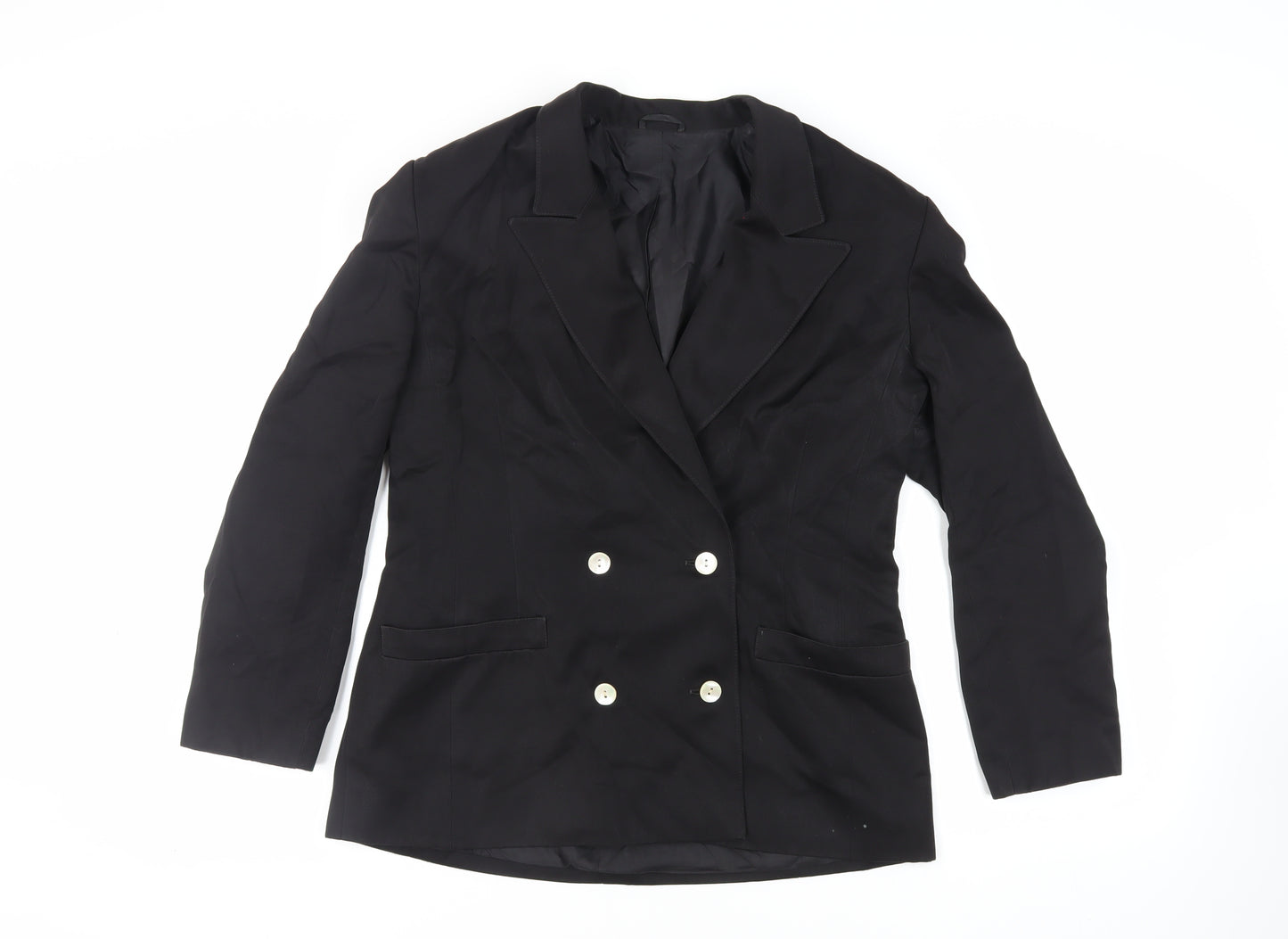 Country Casuals Womens Black Jacket Blazer Size 14 Button - Vintage