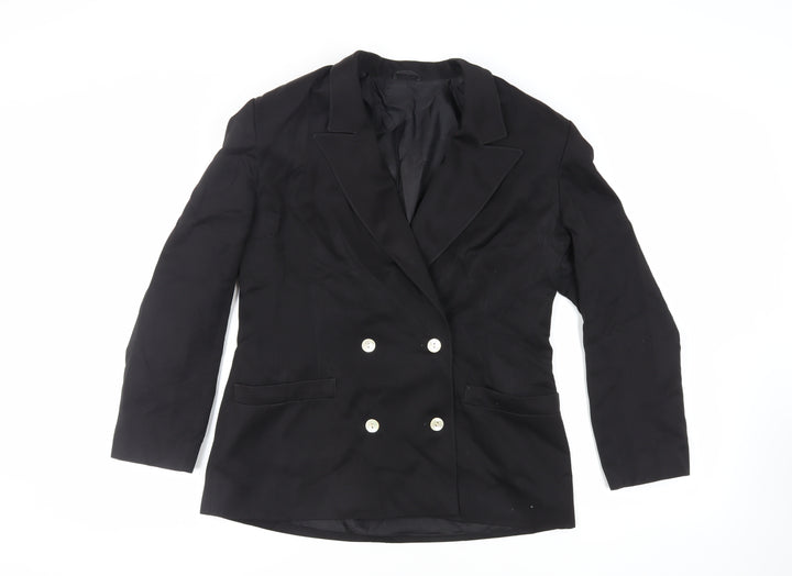 Country Casuals Womens Black Jacket Blazer Size 14 Button - Vintage