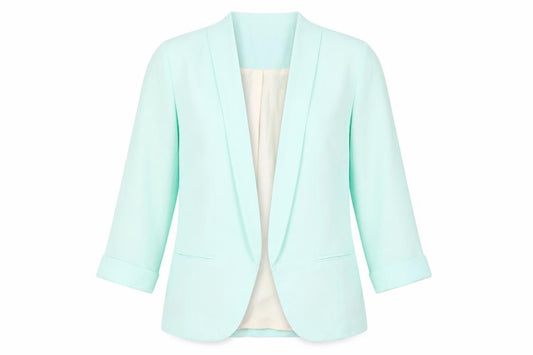 Front view of New Look women’s green jacket blazer, size UK 8, - open