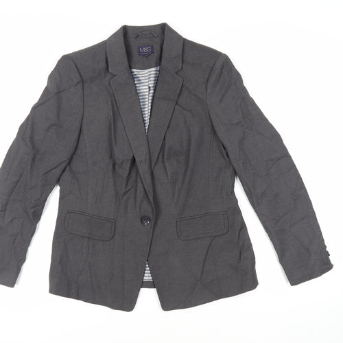 Marks and Spencer Womens Grey Jacket Blazer Size 14 Button
