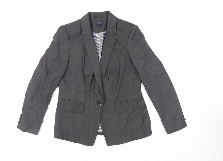 Marks and Spencer Womens Grey Jacket Blazer Size 14 Button