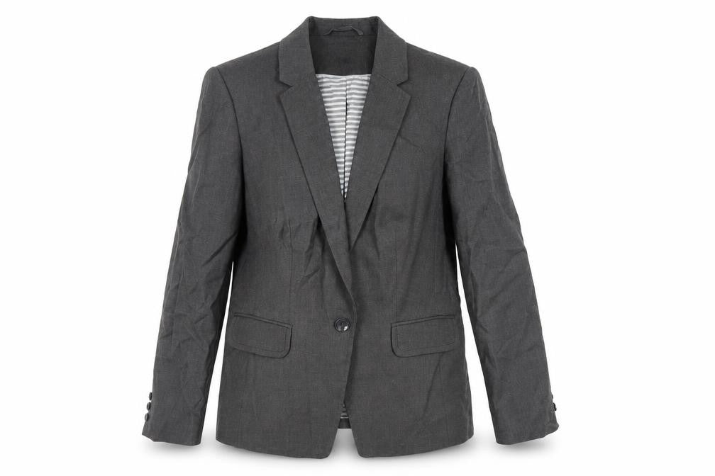 Front view of Marks & Spencer women’s grey jacket blazer, size UK 14, button