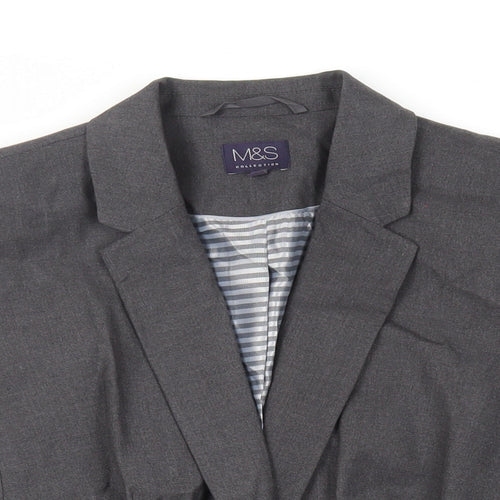 Marks and Spencer Womens Grey Jacket Blazer Size 14 Button