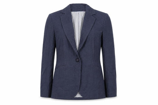 Front view of Next women’s blue jacket blazer, size UK 6, button