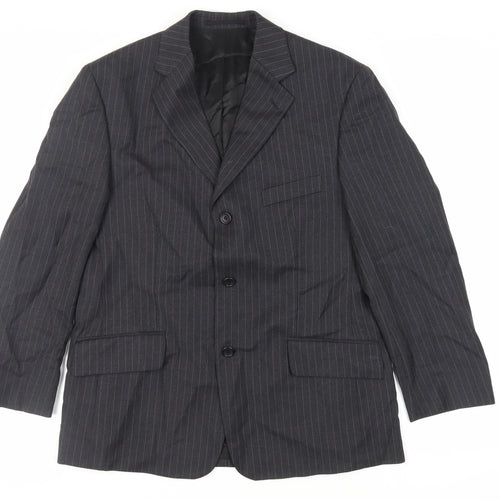 Varteks Mens Grey Striped Polyester Jacket Suit Jacket Size 40 Regular