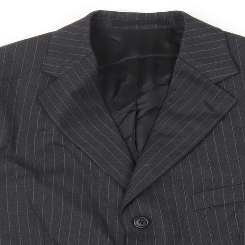 Varteks Mens Grey Striped Polyester Jacket Suit Jacket Size 40 Regular