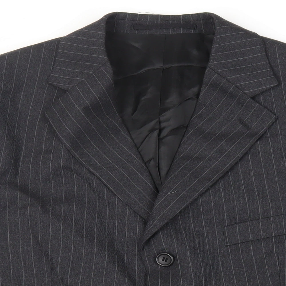 Varteks Mens Grey Striped Polyester Jacket Suit Jacket Size 40 Regular