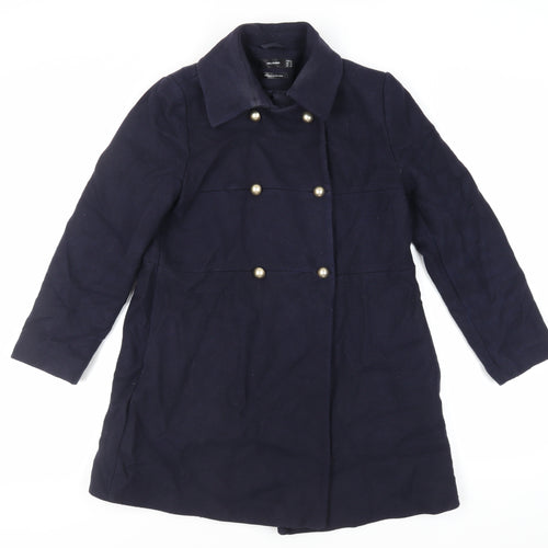 Hallhuber Womens Blue Pea Coat Coat Size 10 Button