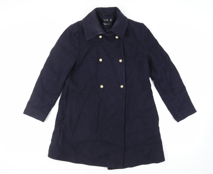 Hallhuber Womens Blue Pea Coat Coat Size 10 Button